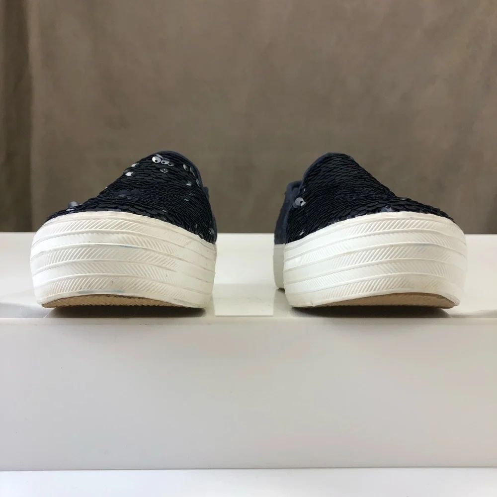 Keds navy sequin platform slip on sneaker loafer Size 7 sparkle Party Prom - Picture 5 of 8